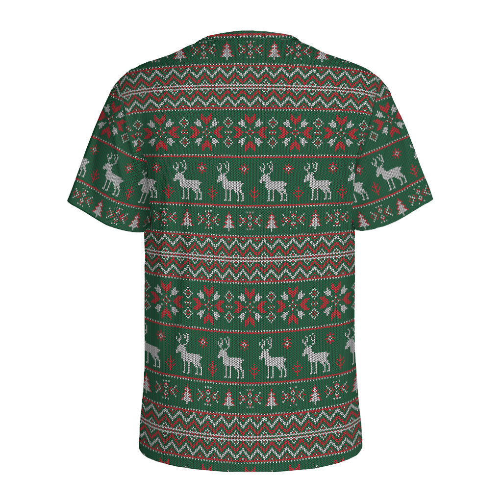 Christmas Holiday Knitted Pattern Print Men's Sports T-Shirt