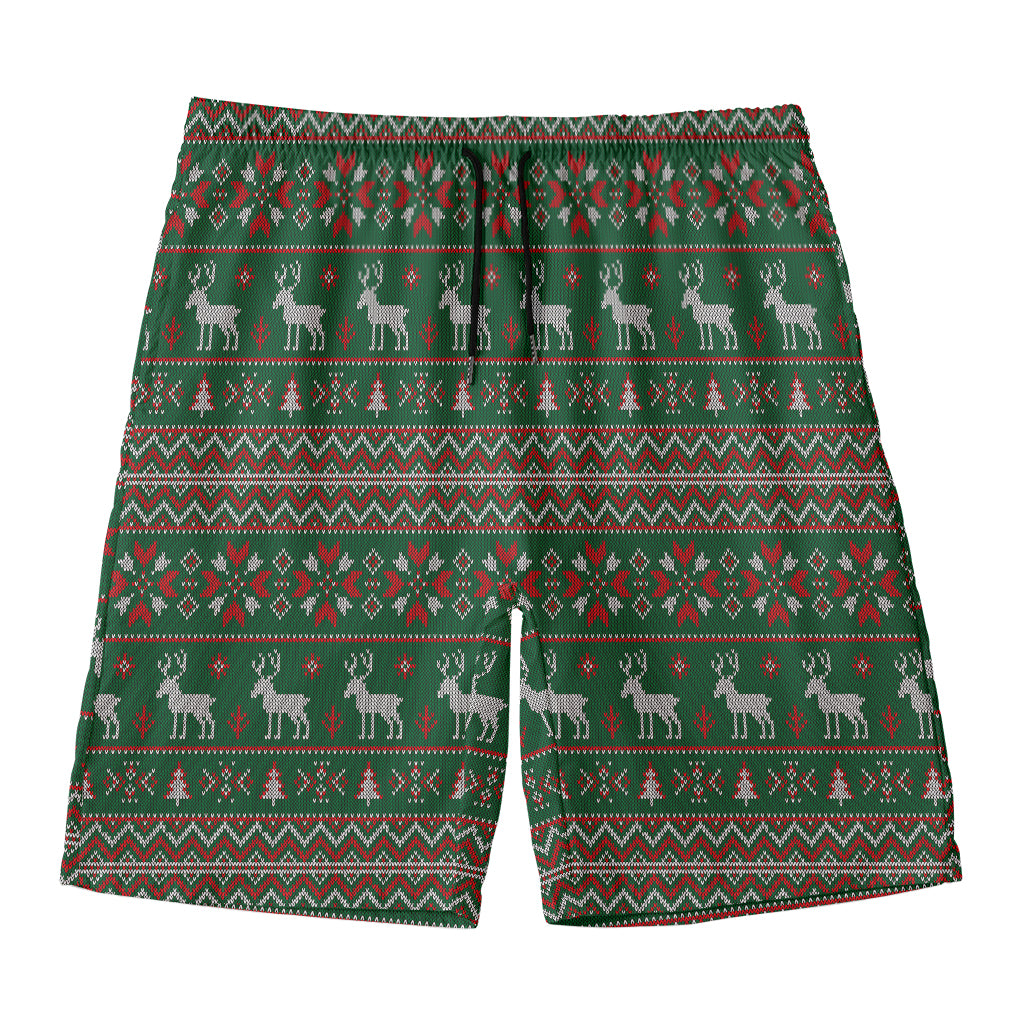 Christmas Holiday Knitted Pattern Print Men's Swim Trunks