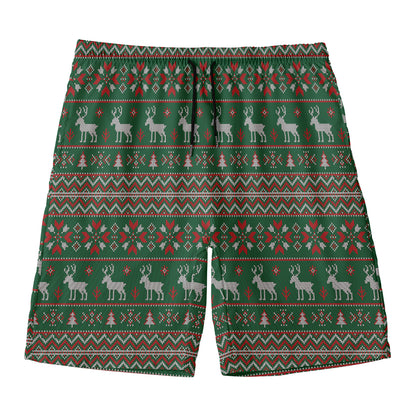 Christmas Holiday Knitted Pattern Print Men's Swim Trunks