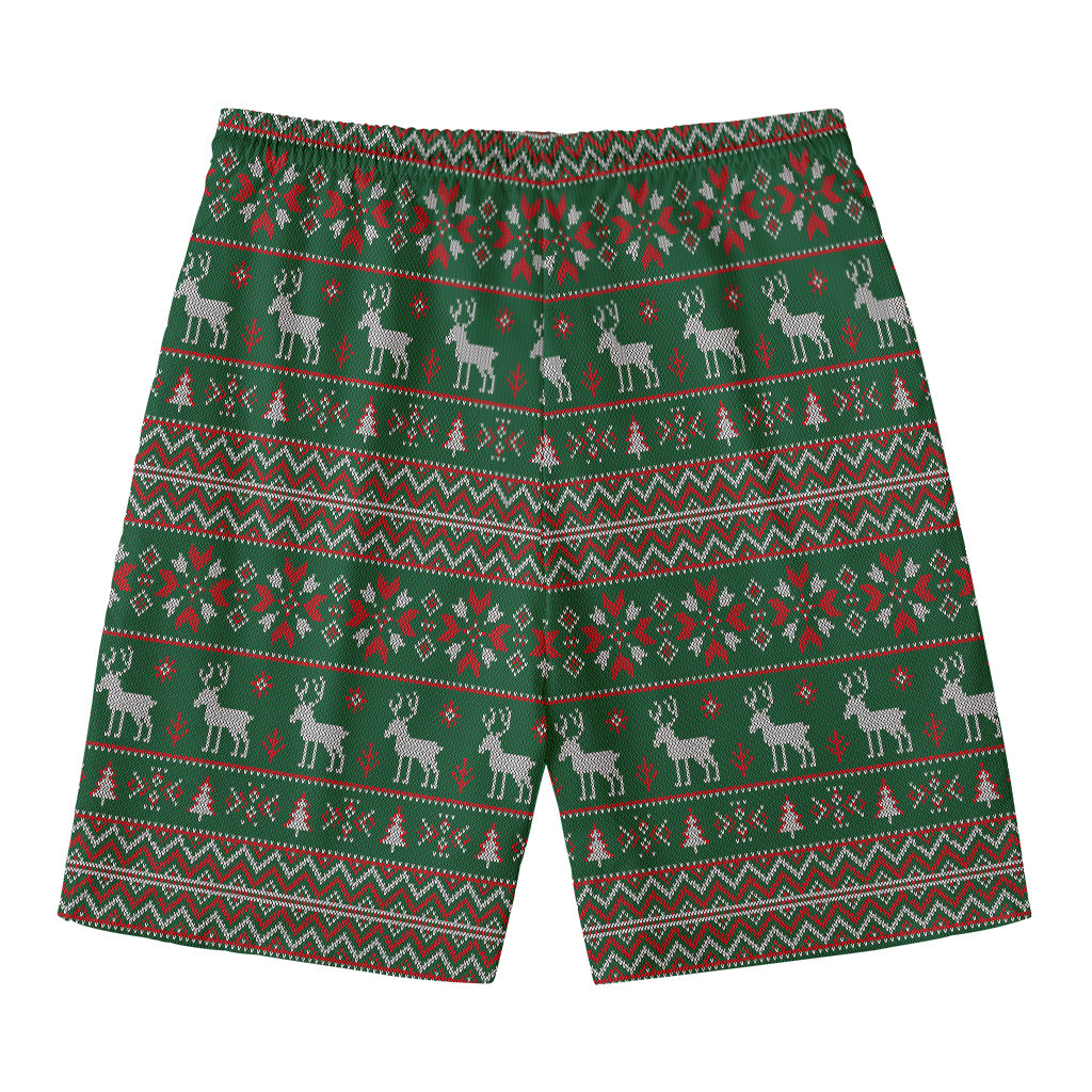 Christmas Holiday Knitted Pattern Print Men's Swim Trunks