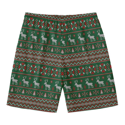 Christmas Holiday Knitted Pattern Print Men's Swim Trunks