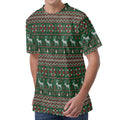 Christmas Holiday Knitted Pattern Print Men's Velvet T-Shirt
