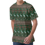 Christmas Holiday Knitted Pattern Print Men's Velvet T-Shirt