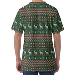 Christmas Holiday Knitted Pattern Print Men's Velvet T-Shirt