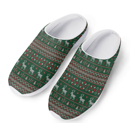 Christmas Holiday Knitted Pattern Print Mesh Casual Shoes