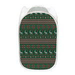 Christmas Holiday Knitted Pattern Print Mesh Laundry Hamper