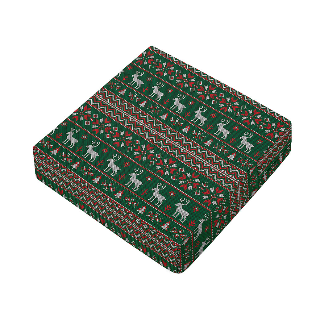 Christmas Holiday Knitted Pattern Print Outdoor Seat Cushion Cover