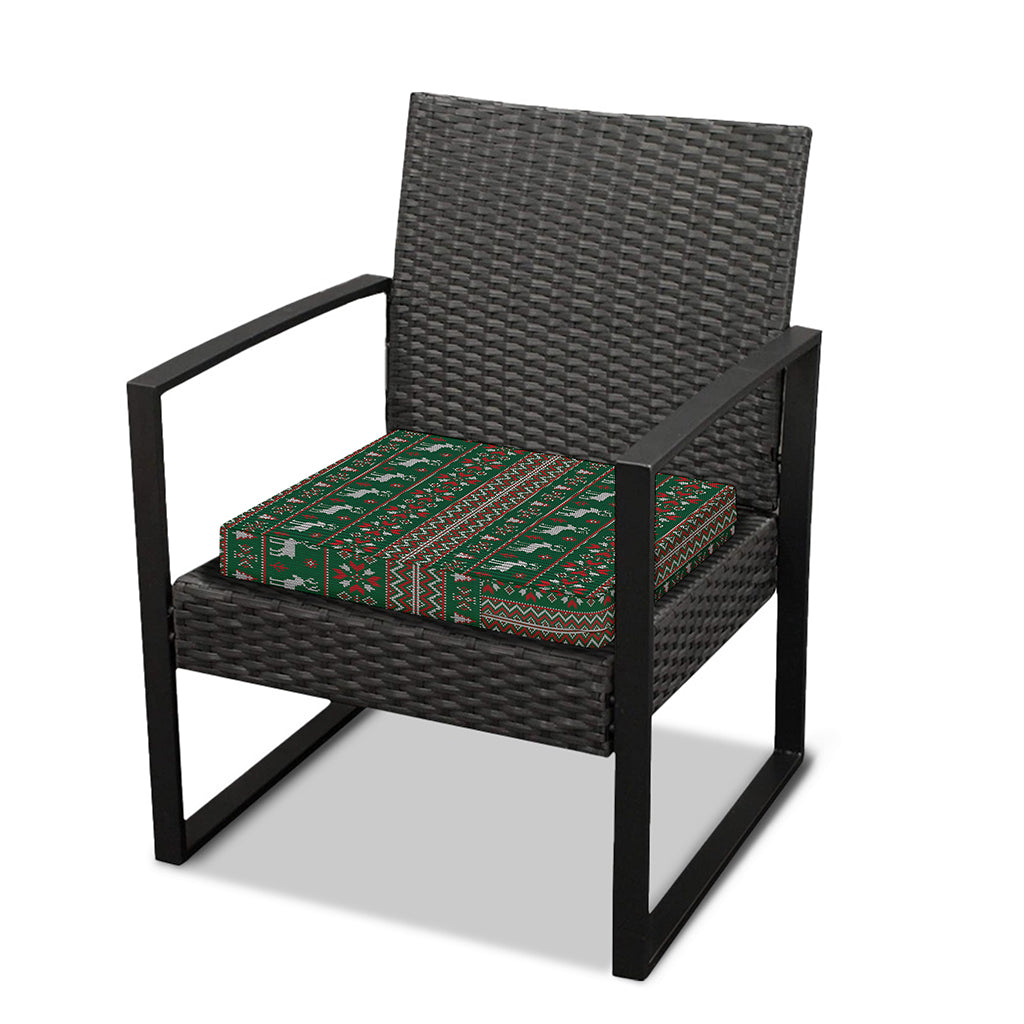 Christmas Holiday Knitted Pattern Print Outdoor Seat Cushion Cover