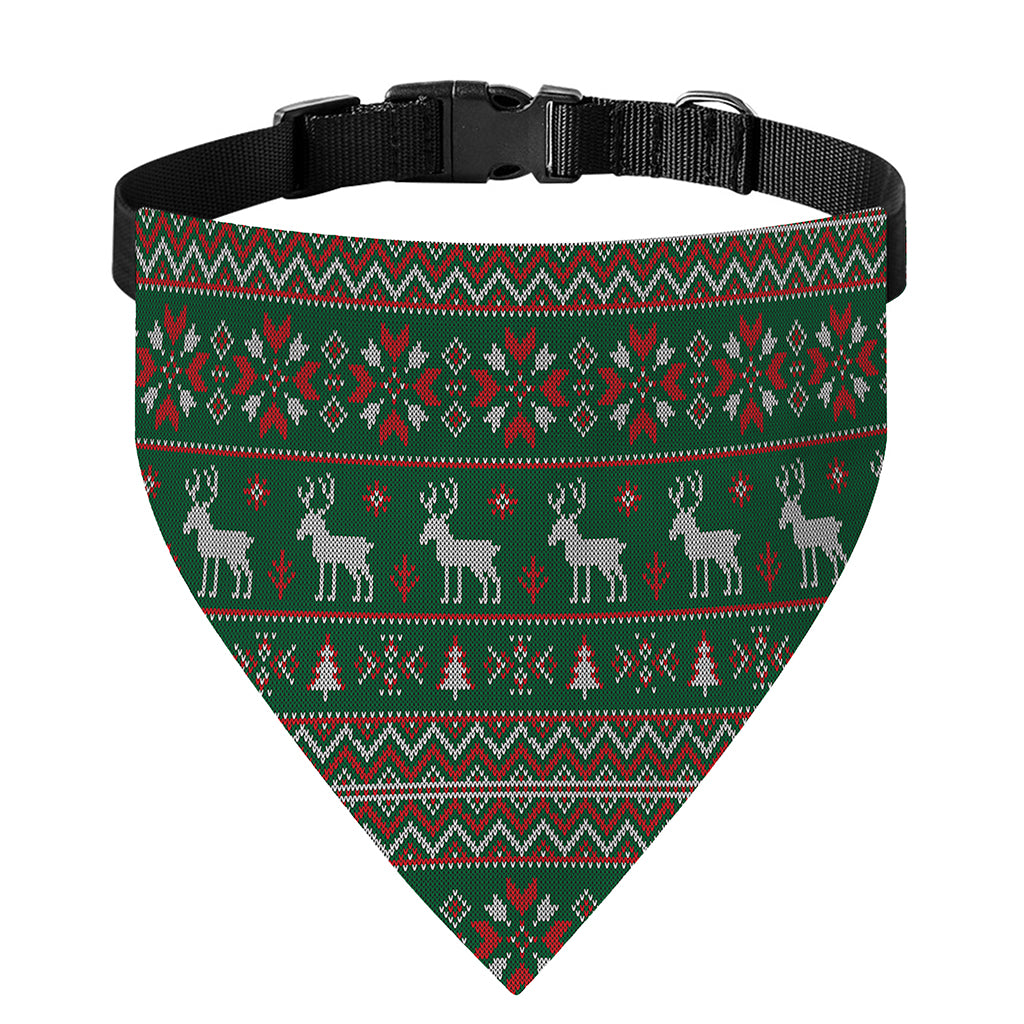 Christmas Holiday Knitted Pattern Print Over The Collar Dog Bandana