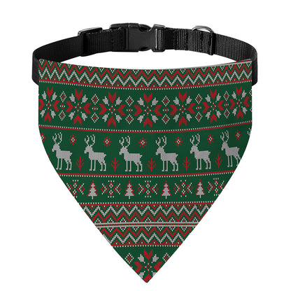 Christmas Holiday Knitted Pattern Print Over The Collar Dog Bandana