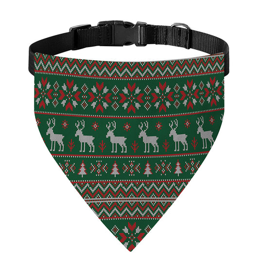Christmas Holiday Knitted Pattern Print Over The Collar Dog Bandana