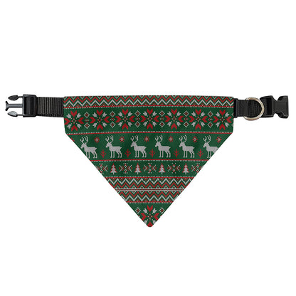 Christmas Holiday Knitted Pattern Print Over The Collar Dog Bandana