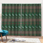 Christmas Holiday Knitted Pattern Print Pencil Pleat Curtains