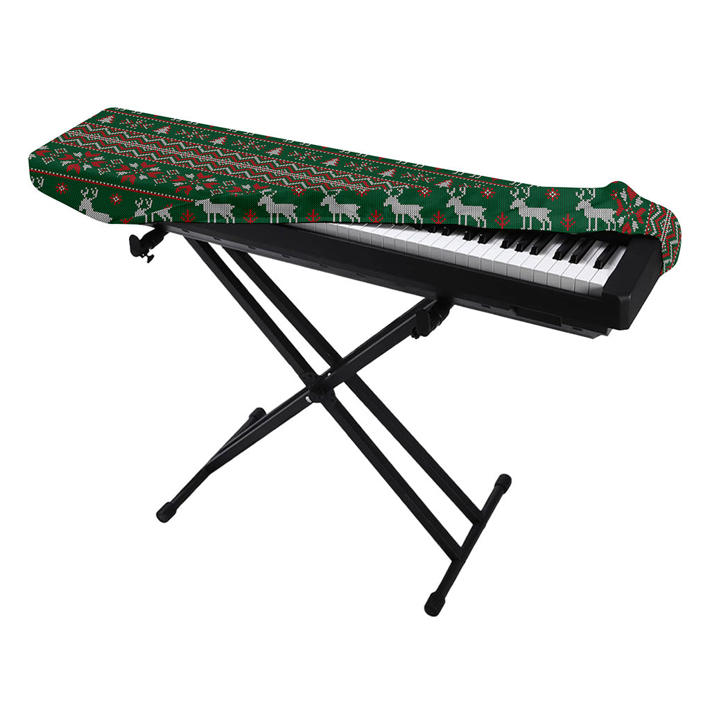 Christmas Holiday Knitted Pattern Print Piano Keyboard Cover