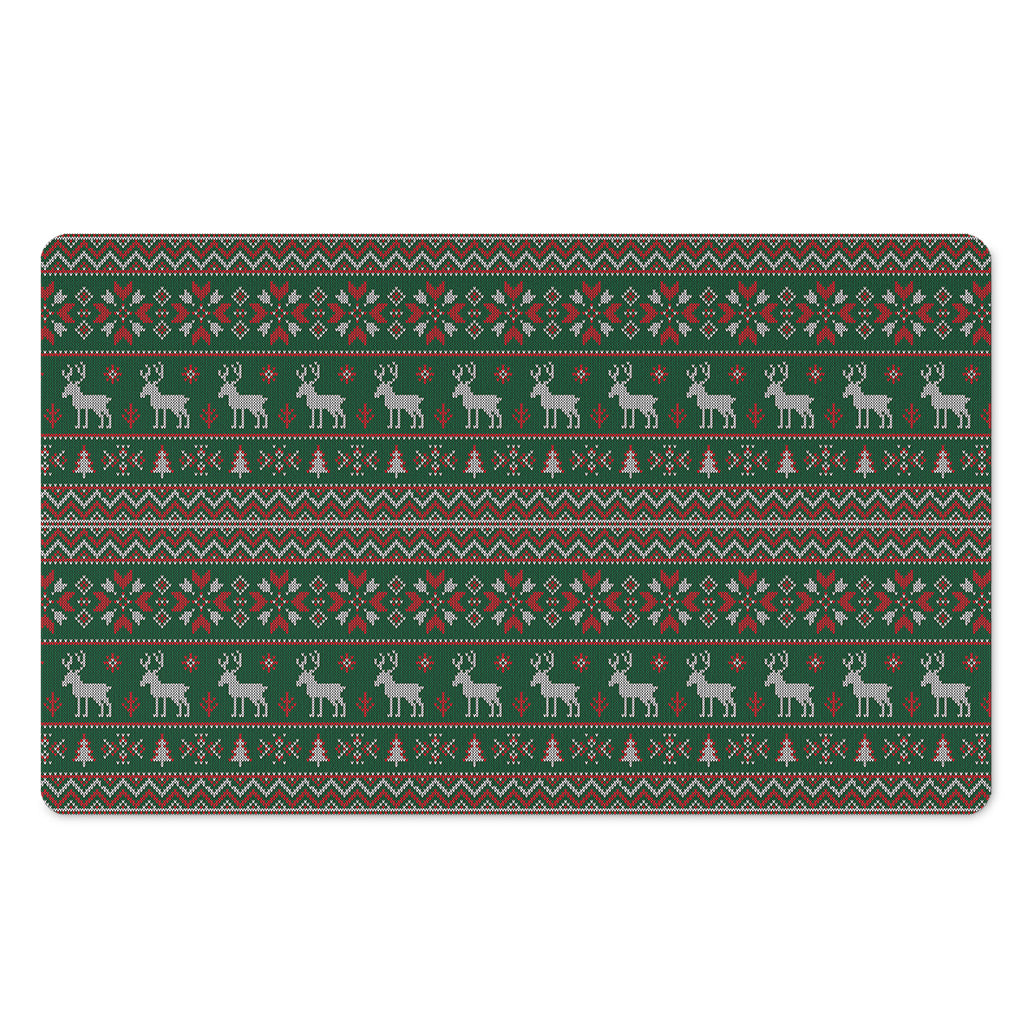 Christmas Holiday Knitted Pattern Print Polyester Doormat