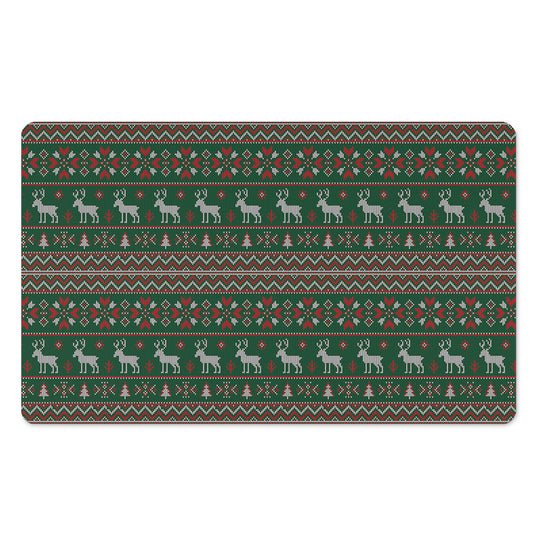 Christmas Holiday Knitted Pattern Print Polyester Doormat