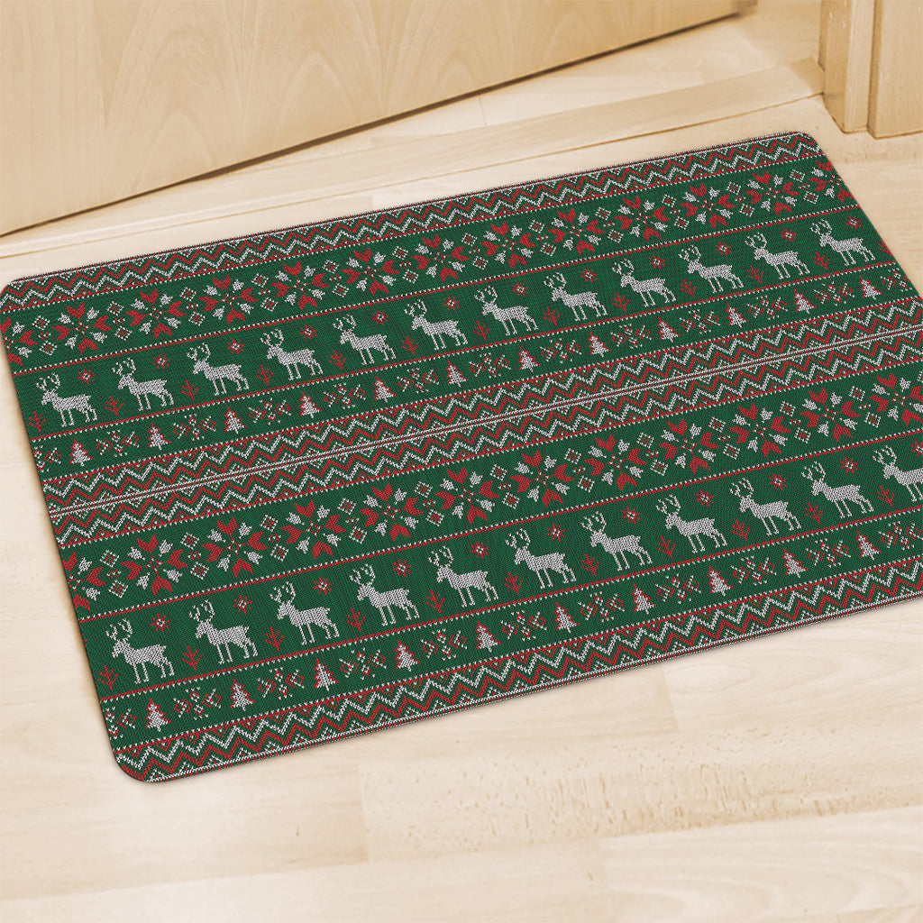 Christmas Holiday Knitted Pattern Print Polyester Doormat