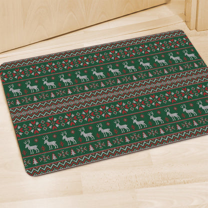Christmas Holiday Knitted Pattern Print Polyester Doormat