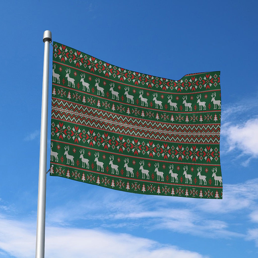 Christmas Holiday Knitted Pattern Print Polyester Flag