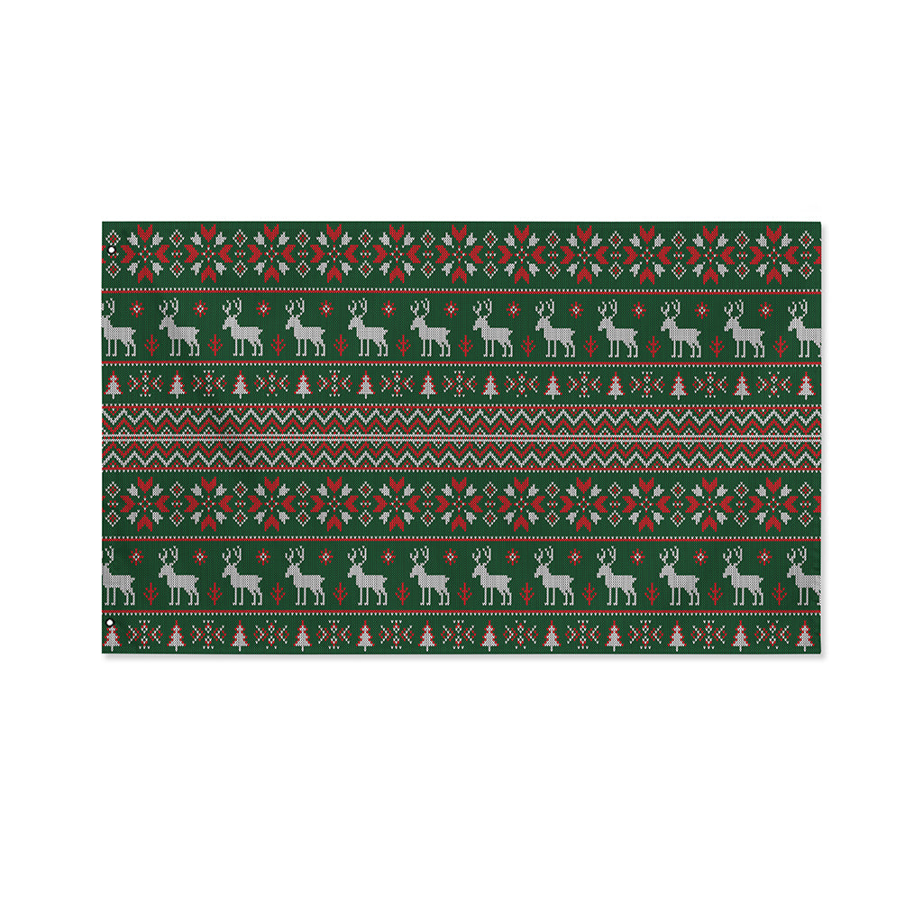 Christmas Holiday Knitted Pattern Print Polyester Flag