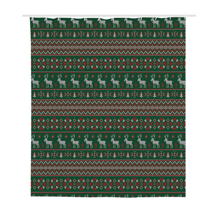 Christmas Holiday Knitted Pattern Print Polyester Shower Curtain