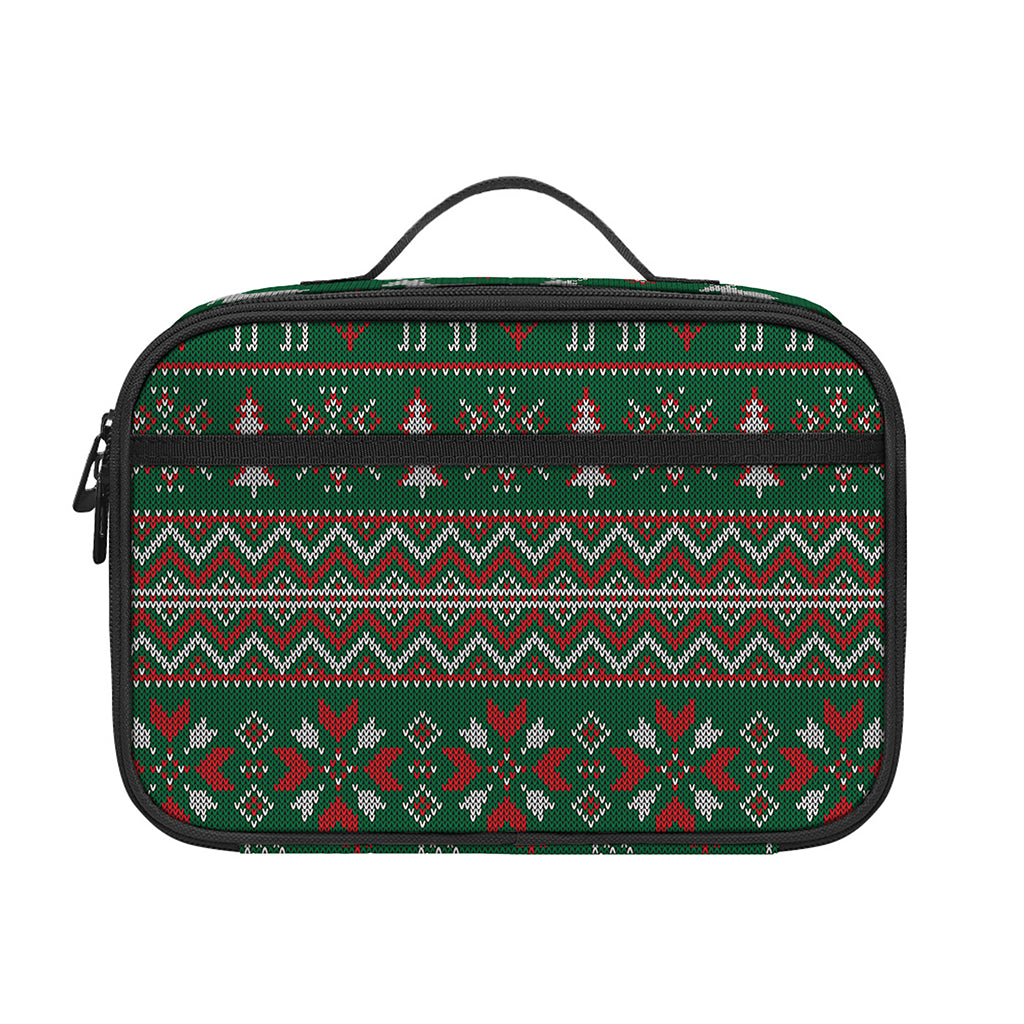 Christmas Holiday Knitted Pattern Print Portable Lunch Bag