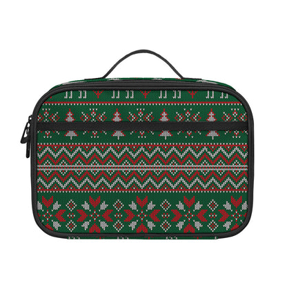 Christmas Holiday Knitted Pattern Print Portable Lunch Bag