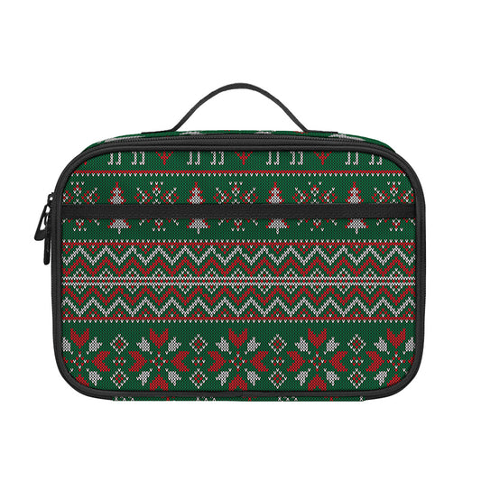 Christmas Holiday Knitted Pattern Print Portable Lunch Bag