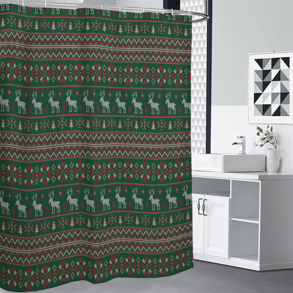Christmas Holiday Knitted Pattern Print Premium Shower Curtain