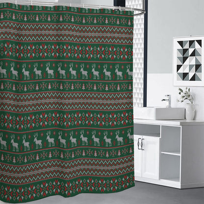Christmas Holiday Knitted Pattern Print Premium Shower Curtain