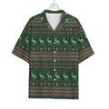 Christmas Holiday Knitted Pattern Print Rayon Hawaiian Shirt