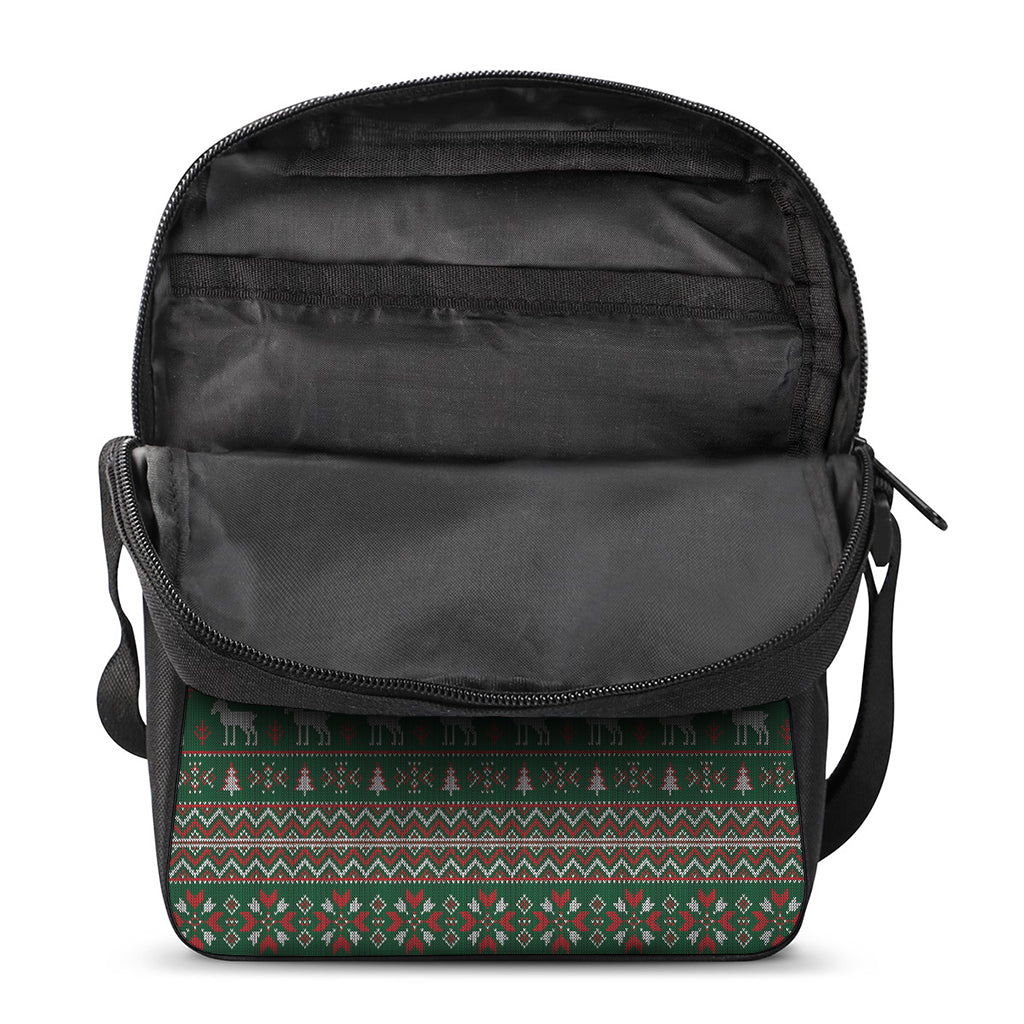 Christmas Holiday Knitted Pattern Print Rectangular Crossbody Bag