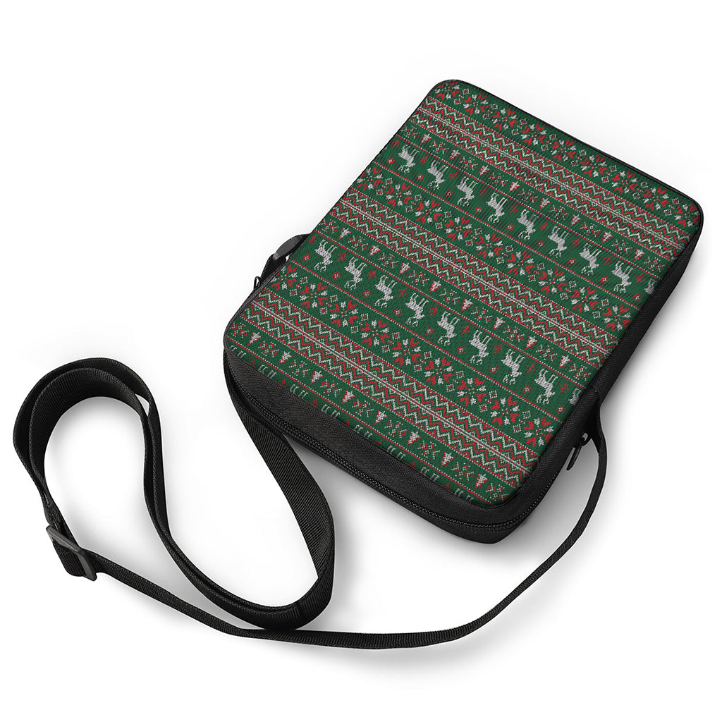 Christmas Holiday Knitted Pattern Print Rectangular Crossbody Bag