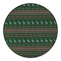 Christmas Holiday Knitted Pattern Print Round Floor Mat