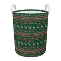 Christmas Holiday Knitted Pattern Print Round Laundry Basket