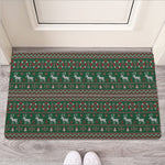 Christmas Holiday Knitted Pattern Print Rubber Doormat