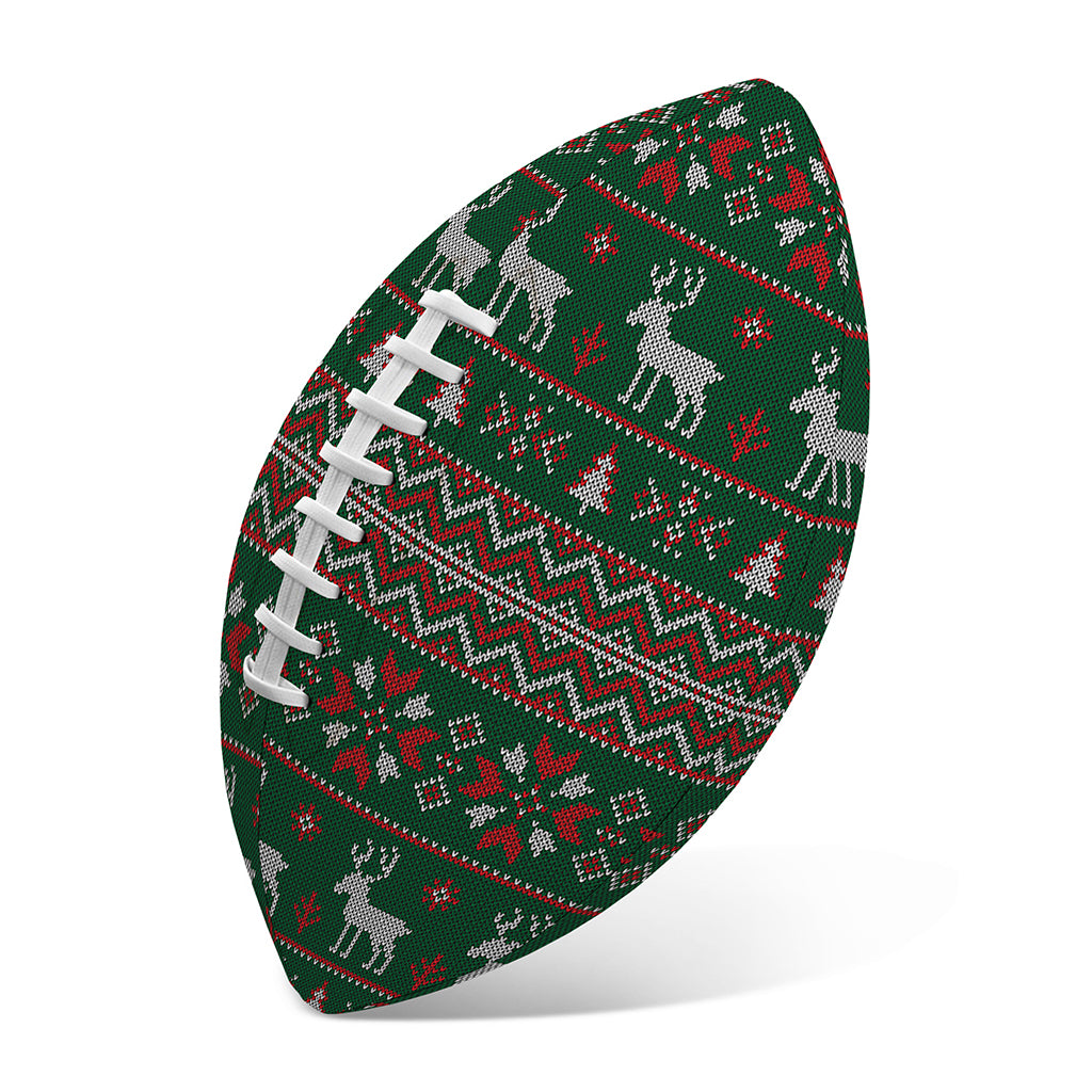 Christmas Holiday Knitted Pattern Print Rugby Ball