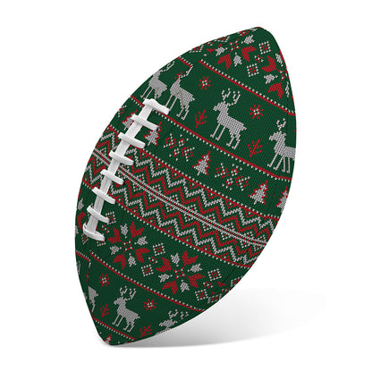 Christmas Holiday Knitted Pattern Print Rugby Ball