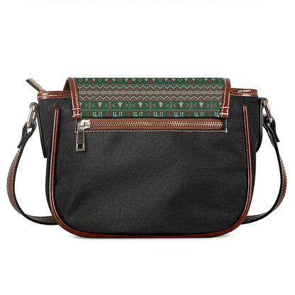 Christmas Holiday Knitted Pattern Print Saddle Bag