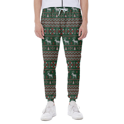 Christmas Holiday Knitted Pattern Print Scuba Joggers