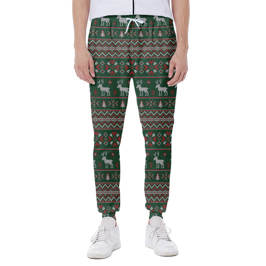 Christmas Holiday Knitted Pattern Print Scuba Joggers