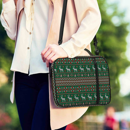Christmas Holiday Knitted Pattern Print Shoulder Strap Bible Bag