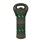 Christmas Holiday Knitted Pattern Print Single Neoprene Wine Tote