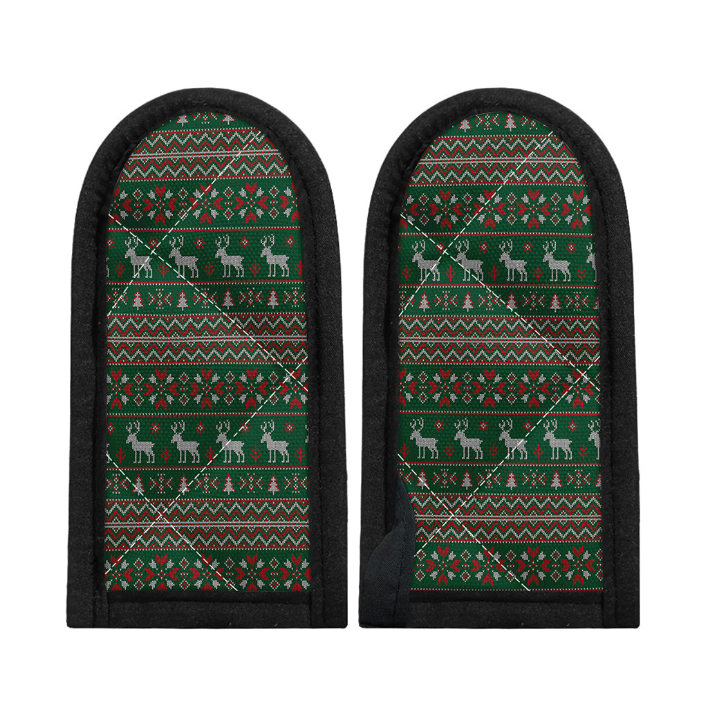 Christmas Holiday Knitted Pattern Print Skillet Handle Cover