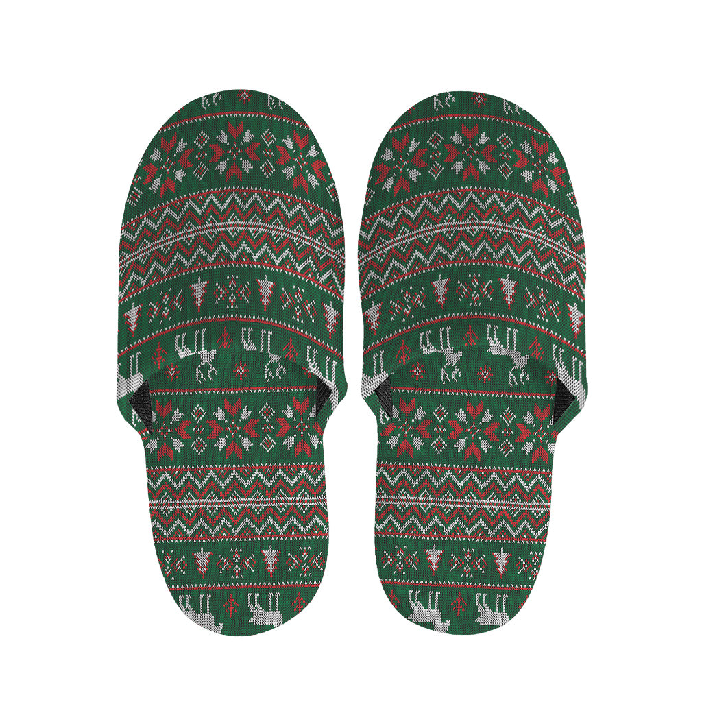 Christmas Holiday Knitted Pattern Print Slippers