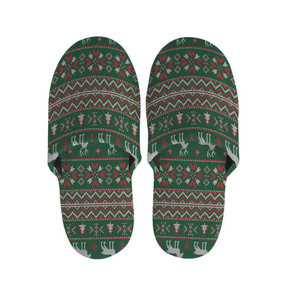 Christmas Holiday Knitted Pattern Print Slippers