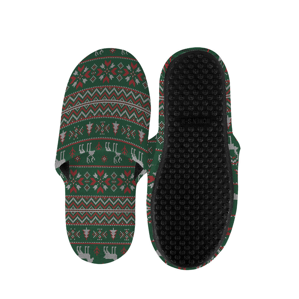 Christmas Holiday Knitted Pattern Print Slippers