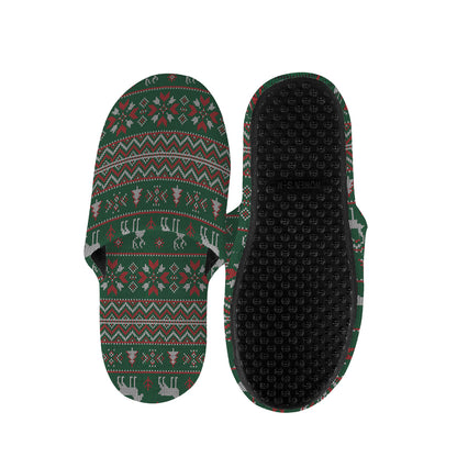 Christmas Holiday Knitted Pattern Print Slippers