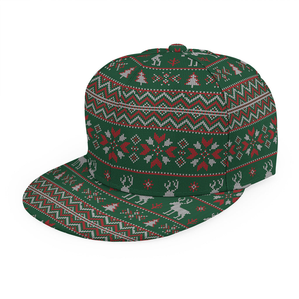 Christmas Holiday Knitted Pattern Print Snapback Cap