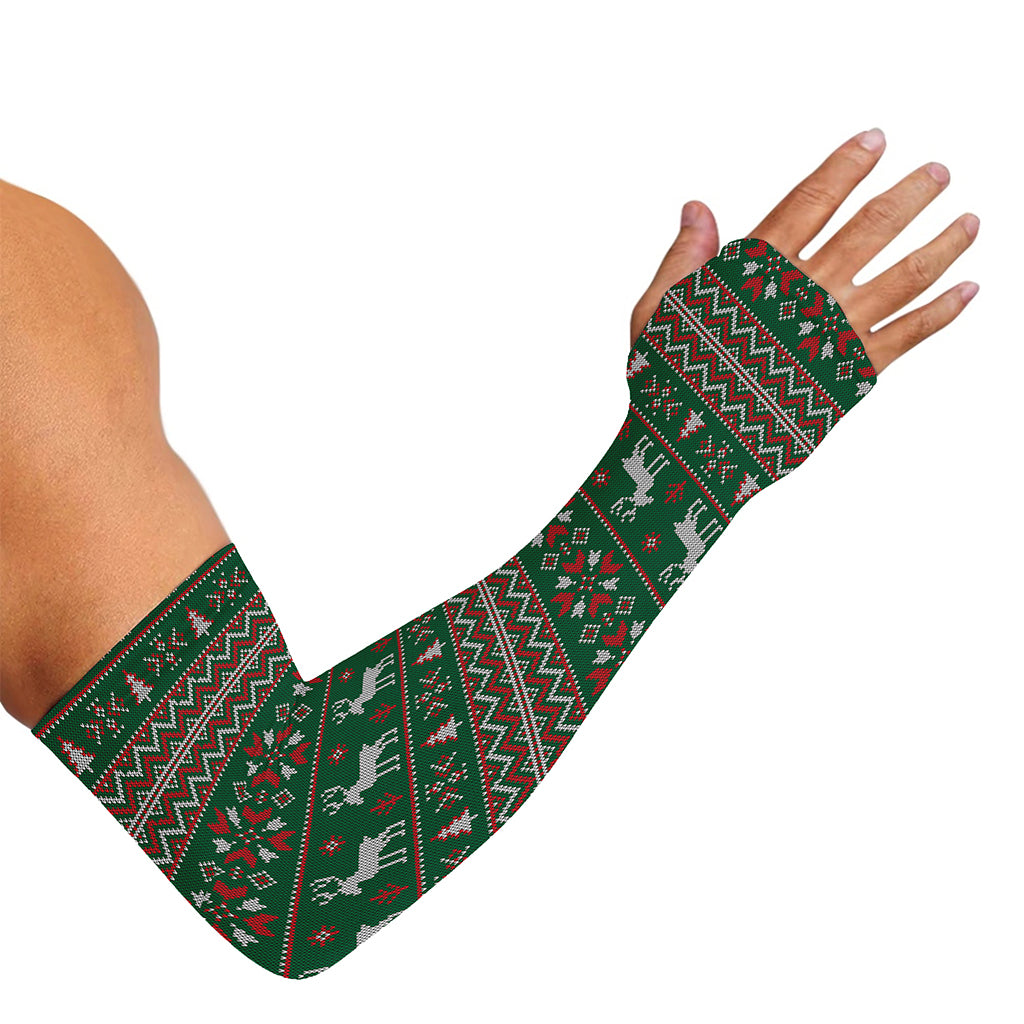Christmas Holiday Knitted Pattern Print Sun Protection Arm Sleeves